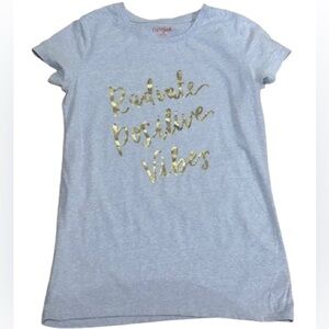 Cat & Jack Girls Blue/Purple Tee with Gold Writing Size Large 10/12